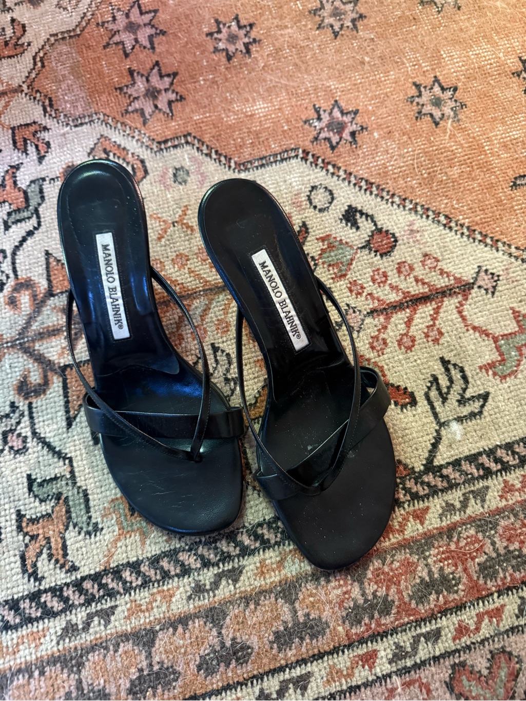 Manolo Blahnik Leather Heel Sandals - Size 39